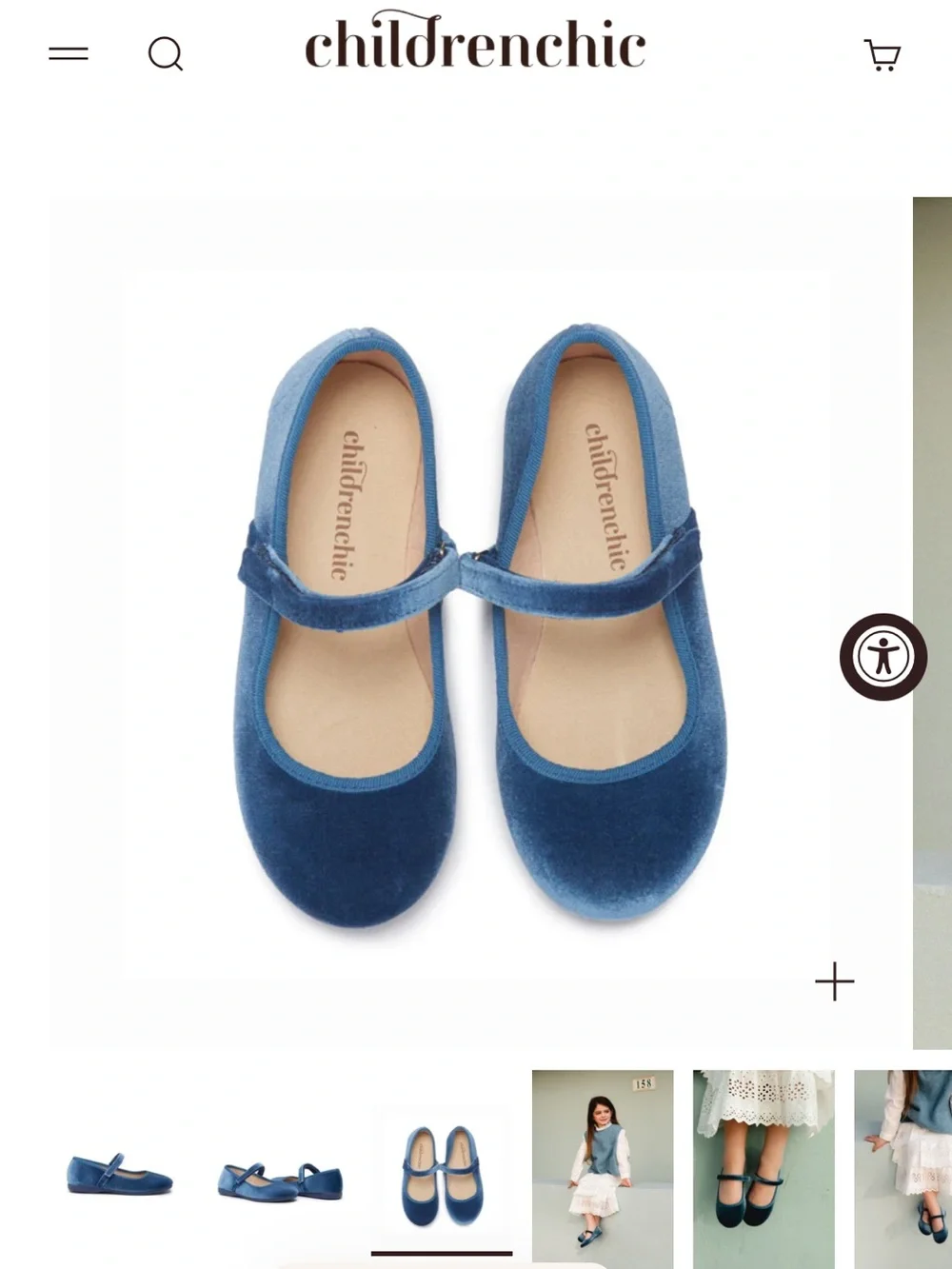 Children Chic Blue Velvet Mary Jane Shoes